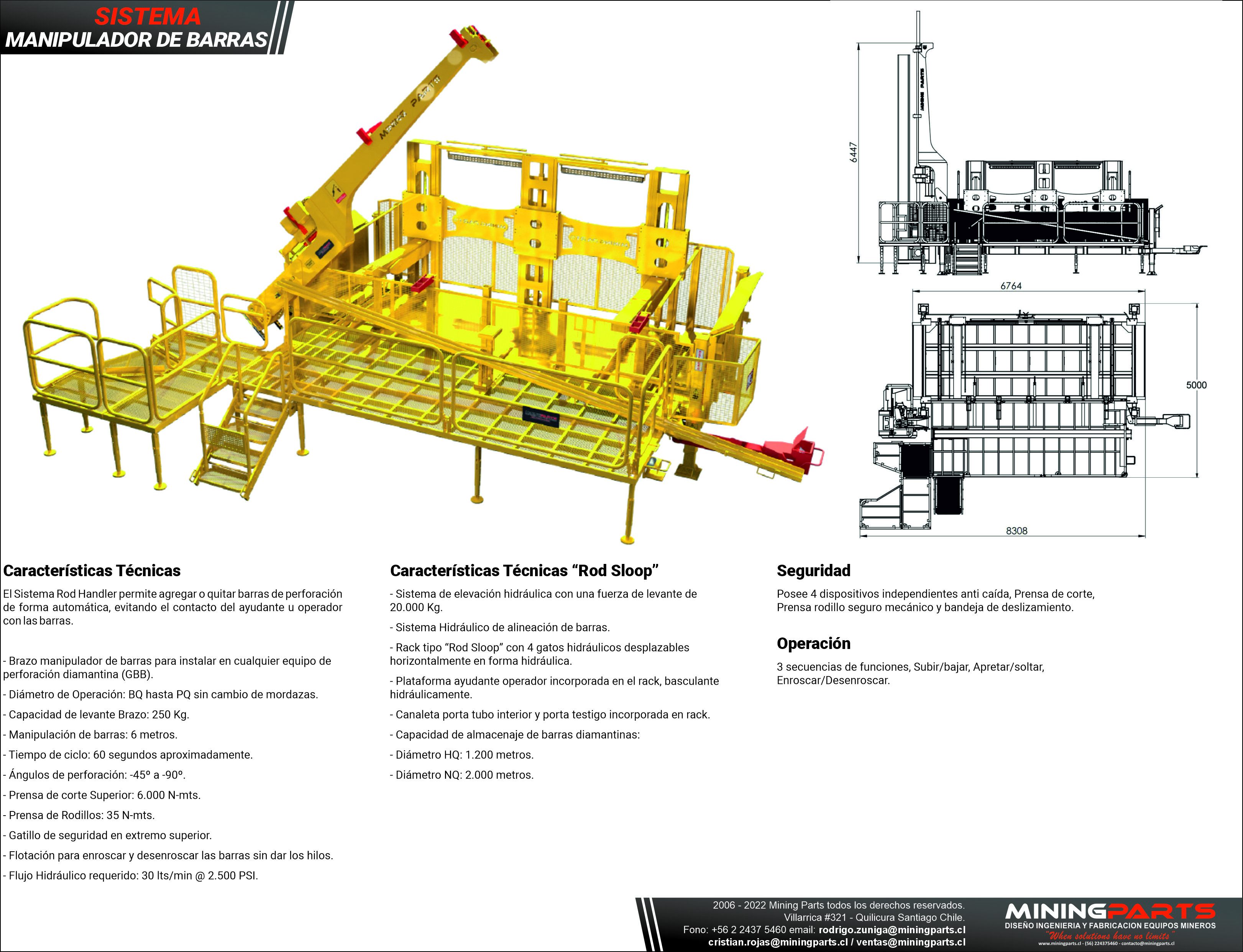 Ficha técnica de Manipulador de Barras 6 Metros